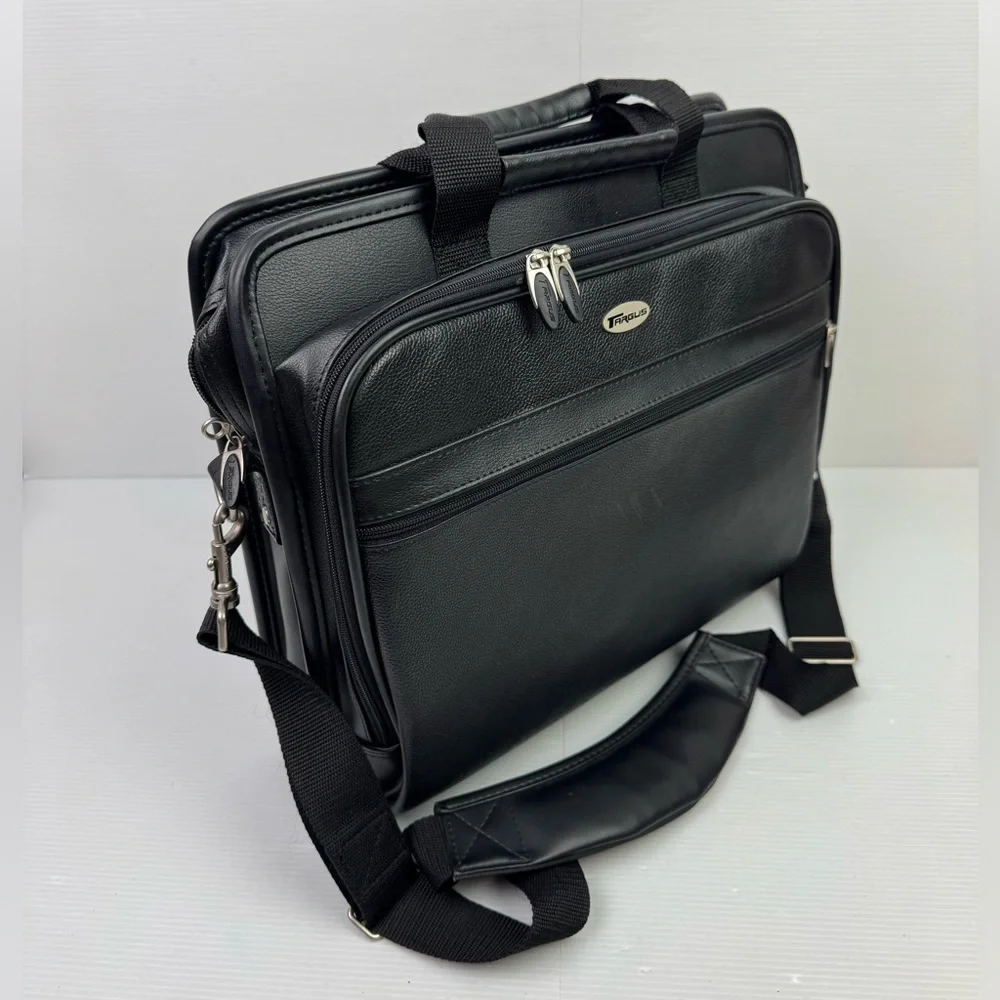 Targus Leather Notebook/Laptop Case Black W/Shoulder Strap Bag Handbag Work